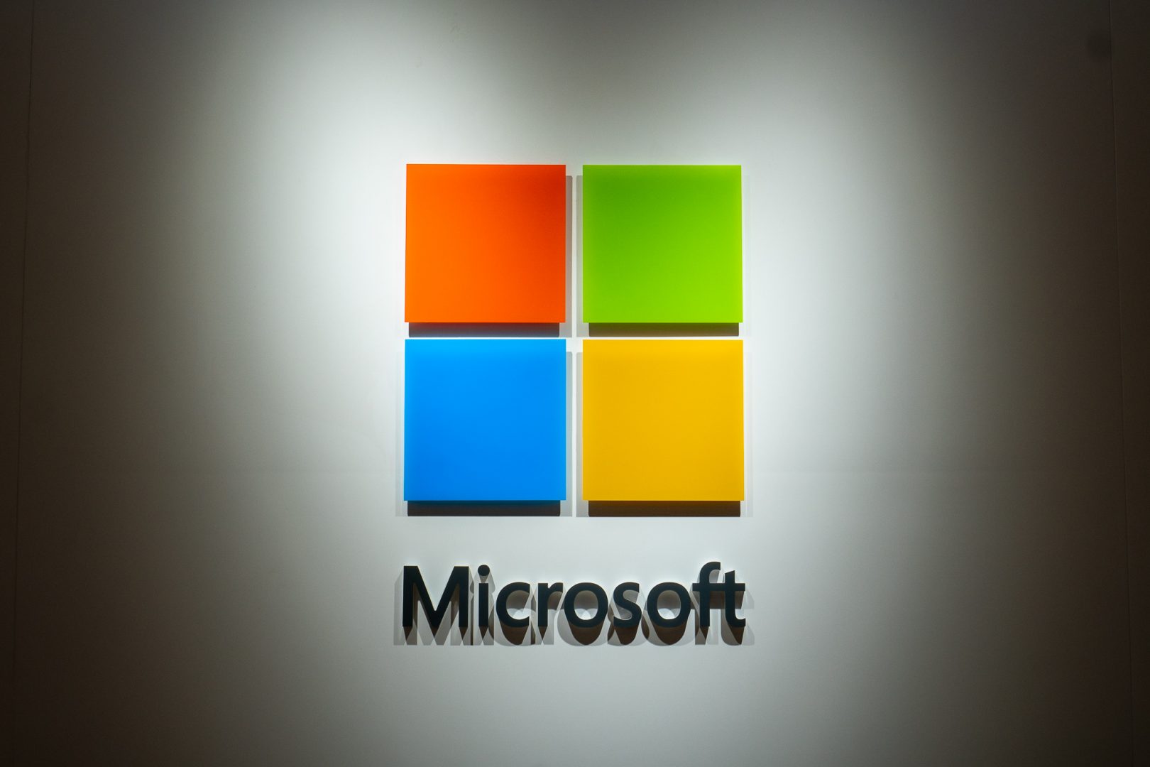 Microsoft’s logo is seen at one of their authorized reseller stores in Pudong, Shanghai on April 18, 2019. (Image credit: TechNode/Eugene Tang)