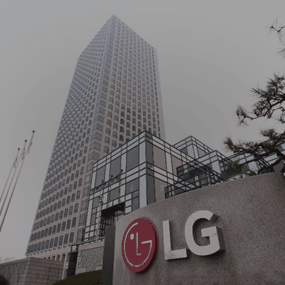 LG logo on their office building.