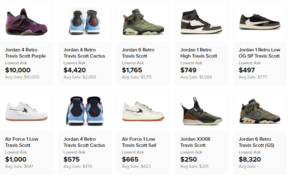 Travis Scott AF1 & Jordans Resale value